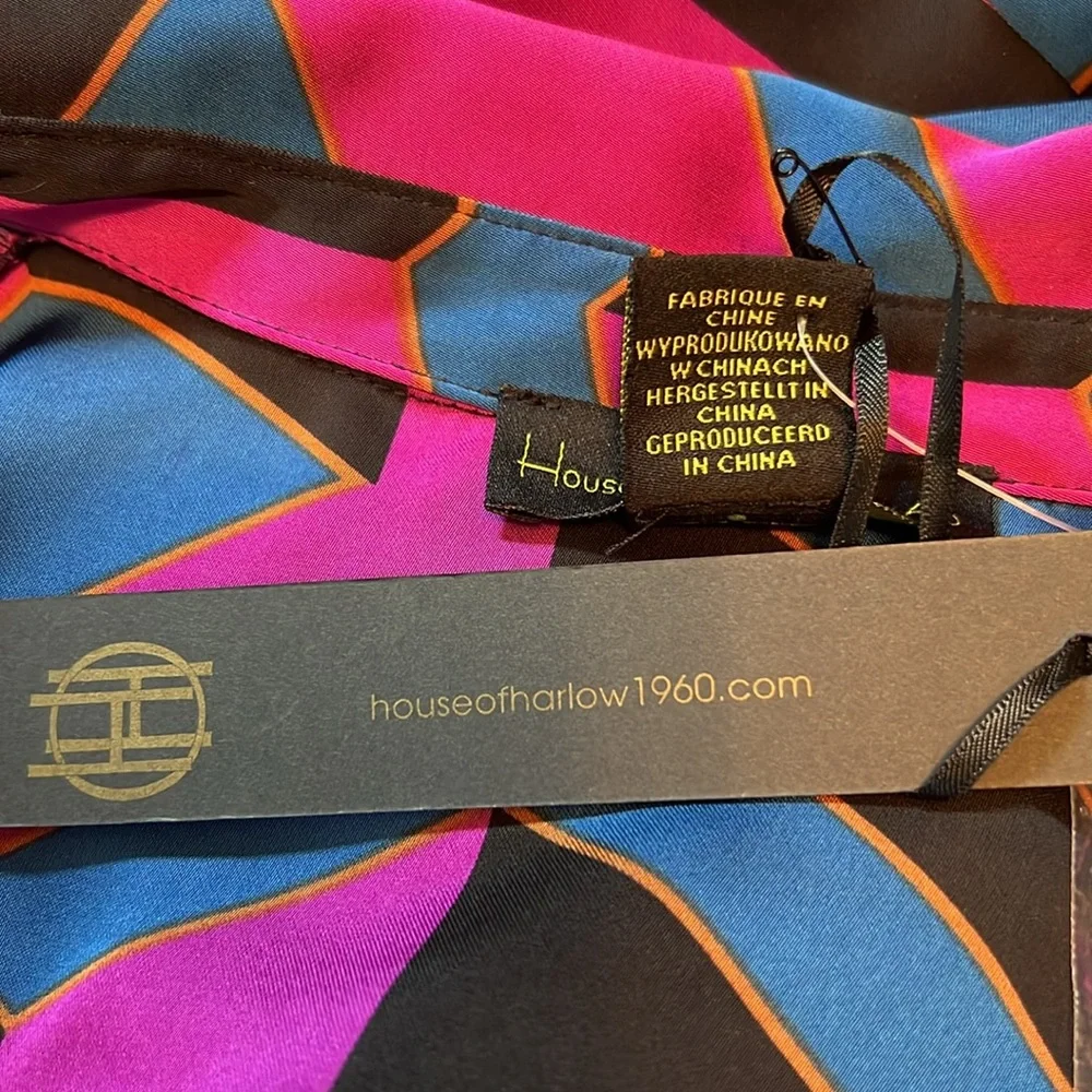 House of Harlow 1960 NWT Size Small Silky Geometric Print Wrap Maxi Dress (0369) - Picture 14 of 16